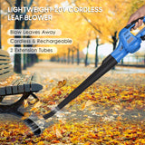 20V Cordless Electric 2-Speed Control 60MPH/ 130MPH Power Leaf Blower Sweeper with Extension Tubes 2.0Ah Battery
