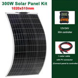 600W/300W Solar Panel Kit - 18V PET Flexible Solar Cell Power Battery Charger for Outdoor Camping, Motorhome, Car, RV, Boat, Yacht.
