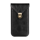 Holster Carabiner Clip Mobile Phone with Brass Spring Lock Men's Faux Leather Belt Bag for Cellphone