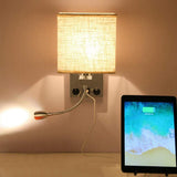 Modern LED Lamp Bedside Bedroom Applique Sconce with Switch USB Interior Headboard Home Hotel Wall Lights(Without Bulbs)