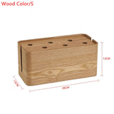 1PCS Wooden Table Wire Cable Organizer Solid Wooden Junction Box Cable Winder Storage Box Desktop Clip Holder For TV Box