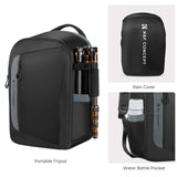 Camera Backpack Bag Open 15.6in Laptop Rainproof Cover Tripod Straps Side Pockets for Canon/Nikon/Sony/SLR Camera/Lens