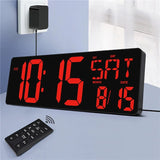 16.5-inch Perpetual Calendar Wall Clock - Large Screen with Temperature, Date, Week Display. LED Digital Multi-Function with Remote