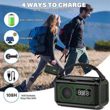 12000mAh Emergency Portable Radio - Hand Crank Solar, AM/FM/NOAA, with Flashlight & Reading Lamp