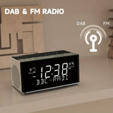 1PC FM & DAB Radio Alarm Clock With USB Charging Port, Bluetooth Stereo Speaker, Headphone Jack, Dual Alarm, Snooze, Dimmable LCD Display