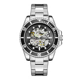 PINTIME Casuals Men Automatic Watch Hollow Skeleton Dial Luminous Waterproof Stainless Mechanical Wristwatch Self-Wind Relogio