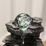 1pc Spinning Orb Rock Cascading Tabletop Fountain Zen Meditation Indoor Waterfall Feature With LED Light For Home Office Bedroom Decor, Relaxation Fountain, Holiday Gifts