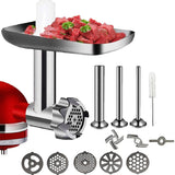 Metal Food Attachment for KitchenAid Stand Mixer,Meat Grinder Accessories Includes Sausage Stuffer Tubes