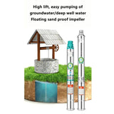 220V 1.5KW Large w Household Stainless Steel Deep All Copper Motor High Lift Clean Water Pump For Well Agricultural