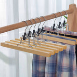 10 Pcs Grade Wooden Pants Clips Non Slip Skirt Hanger With 360° Swivel Hook