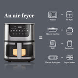 1250W Oil Free LED Touch Panel Fryer Toaster Oven Combo - With Presets for Roast, Bake, Broil, and Air Fry.