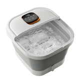 Portable foldable spa bath massager with heat, bubbles, vibration and red light, foot therapy tube