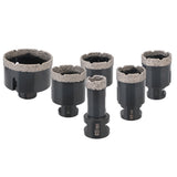 Dry Diamond Drilling Core Bits Set M14 Thread Brazing Hole Saw Set 6 Pcs Porcelain Tiles Crowns Granite Marble Hole Saw Tools