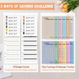 100 Envelopes Money Saving Challenge Budget Binder PU Leather Cover with Cash Envelope PVC Pocket Zipper/Budget Cards stickers