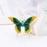 Jewelry Artificial Pearl Butterfly Adorable Wedding Crystal Rhinestone Women's Dress Pin With Brooch Cartoon