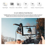 FEELWORLD LUT6E 6-Inch IPS Monitor 1600nit Video Panel 4K H-DMI Input Output 1920*1080px Touch Control with 2 1/4in Thread Holes