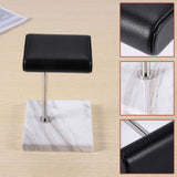 White Marble Bracelet Display Black PU Leather Jewelry Watch Sier Color Rod Placement Stand
