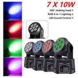 DMX512 Voice-activated Wedding 1/2/4PCS 540° Mobile Head Stage Lamps 7*12W Mini LED Sound Control DJ Party Performance Light