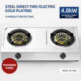 Household Strong Fire Stainless Steel Double Gas Stove - Desktop for Kitchen