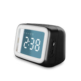 Wireless Bluetooth 5.0 Speaker Portable FM Radio Alarm Clock with Mirror Night Light LED Dispaly Support USB TF Card