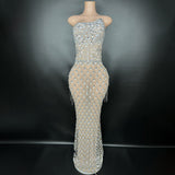 Fashionable and elegant long runway show, host dress, luxurious evening dress