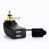 New 12-24V 4.8A Motorcycle Power for DIN Hella Powerlet Plug to Dual USB Charger Adapter