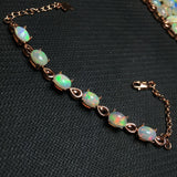 Women's Silver Inlaid Natural Opal Bracelet