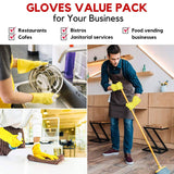 6 Pairs Dishwashing Gloves,Rubber Gloves, Yellow Flock Lined Heavy Duty Kitchen Gloves