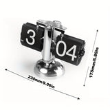 1pc Automatic Page-turning Mechanical Desk Clock, Black And White Simple Alarm Clock, Metal Desktop Clock Ornaments, For Home Room Desk Office Decor, Christmas Gifts
