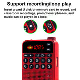 Portable Pocket Radio Mini Bluetooth 5.0 Speaker Support Recording U Disk TF Card Headphone Stereo Music Player with Flashlight