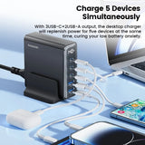 Toocki 140W GaN 5in1 Desktop Fast Charge USB Type C LED Display Charger For iPhone Xiaomi Smartphone Laptop