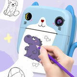2.4 Inch IPS Display Digital Children Camera Instant Print Photo HD 1080P with Thermal Paper Cartoon Toys for Girls Boys Aged 3+