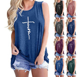 Women's Vest Letter Print Crew Neck Casual Sleeveless Vest