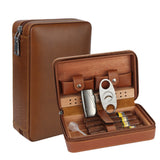 Humidifier Cedar Wood Cigar Humidor Box Portable Gift For Boy Friend Father PU Leather Cigar Case Storage 4 Cigars Box Humidor