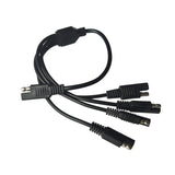 45CM 1 to 4 Power Extension Cable 5-Way SAE Adapter Connector 2 Pin Quick Connect Disconnect Plug