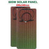 600W/300W Solar Panel Kit - 18V Flexible Monocrystalline Solar Cell Battery Charger for Outdoor, Phone, Camping, Yacht, Car, RV, Boat