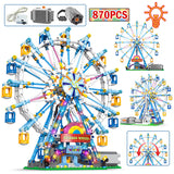 870PCS Rotating Ferris Wheel Electric Building Bloc with Lights Amusement Park Children's Birthday Gift
