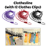 4M Non-slip stretch clothese With 12Clips Outdoor Camping Travel Stretchy Clothese Sock e Hanging Laundry Drying Rope