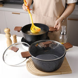 1pc, Stone Soup Pot, Non-stick Double-ear Stone Soup Pot, Composite Pan Bottom Cooking Pot, Induction Bottom Stew Cooking Pot
