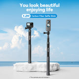 Portable Selfie Stick Carbon Fiber Stand Bracket 32-120cm 1/4"&Sports Camera Mount for GoPro Hero 12/11/10 Insta360 X3/X2
