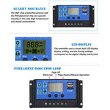 100A Charge Controller 12V/24V Adjustable LCD Display Solar Panel Battery Regulator With USB Port