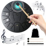 6 Inch 11 Notes Steel Tongue with Bag Music Book Drum Mallets Percussion Instruments for Yoga Meditation Unique Gift