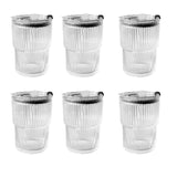 1Set Simple Striped Coffee Glass With Lid Transparent Bubble Milk Tea Cup Juice Glass Milk Morning Cup 450Ml
