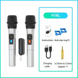 1 Pair UHF Wireless Microphone System Kits USB Receiver Handheld Karaoke Micro Phone Home Party Smart TV Speaker Singing Mic
