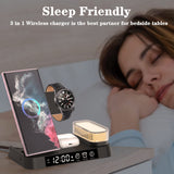 Wireless Charger 3 in1 S23 S22 S21 Ultra 30W Fast Charging Station Watch 5/5 Pro/4 Chargers Stand New Alarm Clock Night Light