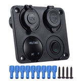 USB Charger & 2.1A Green Voltmeter Power Outlet ON-OFF Switch Four Functions Panel for Car Boat Marine RV Truck Vehicles