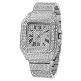 PINTIME Ice Out Square Watch For Men Top Brand Luxury Full Diamond Mens Watches Ultra Thin Waterproof Hip Hop Clock Dropshipping