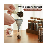 Beans Storage Container Tea Test Tube Glass Bottle with Walnut Display Rack Espresso Coffee Accessories B