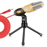 SF-666 Professional 3.5Mm Microphone Wired Home AUX Audio Stereo Desktop Tripod MIC Set For Pc Phone Karaoke Durable Gold