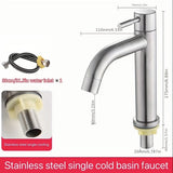 1pc 304 Stainless Steel Faucet, Single Cooled Ceramic Valve Core, Single Handle Bathroom Cabinet Basin Faucet